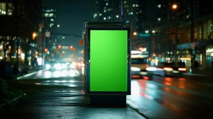 Green Screen Advertisement Sign Manhattan Metropolitan Monitor Branding Mockup for Product Showcase Opportunity - Powered by Adobe