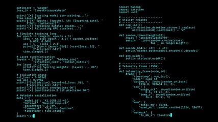Artificial Intelligence Cyan Fictional Scrolling Text HUD FUI – Binary AI Snippets VFX Overlay Graphic Element - Powered by Adobe
