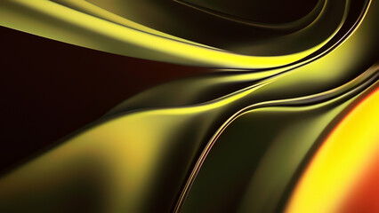 Fluid Green Metal Background With Smooth Curves and Depth