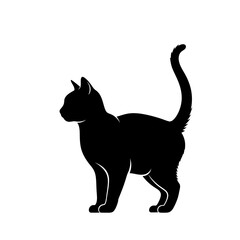 Black Cat Silhouette Vector Illustration (Standing Profile)