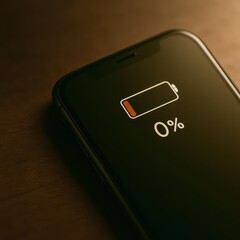 A phone is plugged into a charger and the battery is at 0%