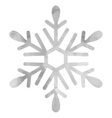 雪の結晶の手描きアイコンイラスト 水彩 シルバー