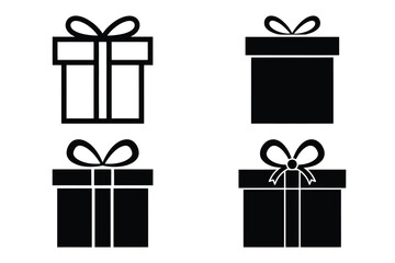gift box vector silhouette black icon