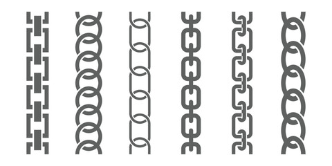 Chain brush set. Metal chain vector. chain - set of chains shape silhouette pattern eps 10