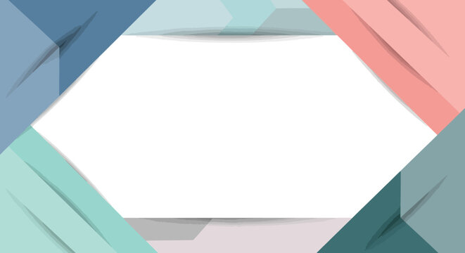 Modern abstract background with colorful geometric shapes forming a hexagonal frame for text. - Powered by Adobe