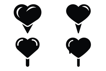 heart ice cream vector silhouette black icon