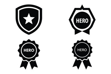 hero badge vector silhouette black icon