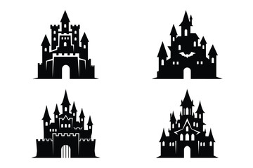 Fototapeta premium horror castle vector silhouette black icon