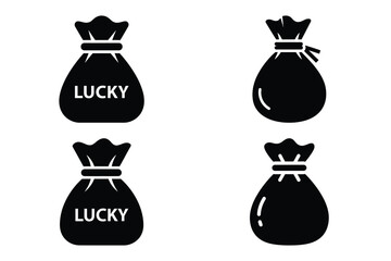 lucky bag vector silhouette black icon