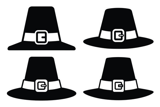 pilgrim hat vector silhouette black icon
