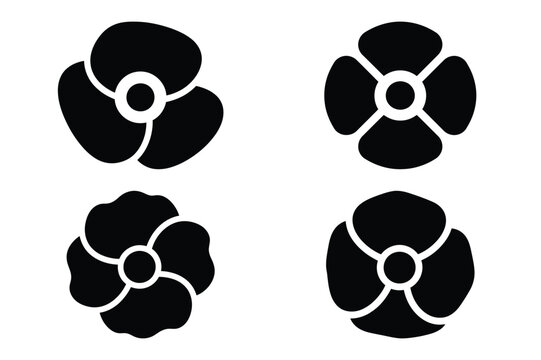 remembrance poppy vector silhouette black icon