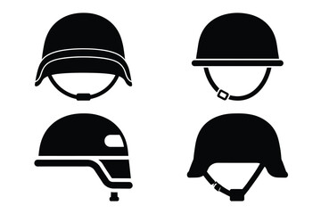 soldier helmet vector silhouette black icon