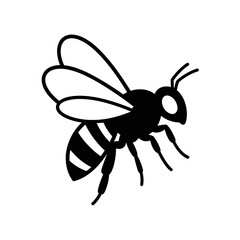 Obraz premium Black and white bee vector illustration for honey production and pollination services design element