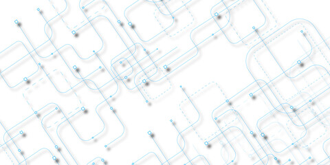Vector digital technology white background. Concept with technology blue line. Abstract futuristic background with crossed lines, dots with shadows. Illustration Vector design Network and Connection.	