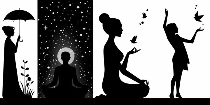 Silhouettes of women and girls in different stages of life and spiritual growth