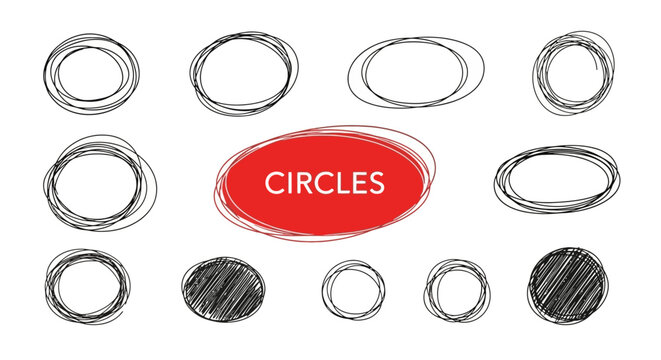 Hand-drawn Circle Outlines and Shapes for Design and Emphasizing Elements