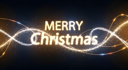 Sparkling Merry Christmas Wishes with Elegant Light Trails - Festive Holiday Greetings and Celebrations with a Touch of Magic and Warmth