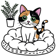 Create a flat color cat design
