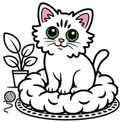 Create a flat color cat design