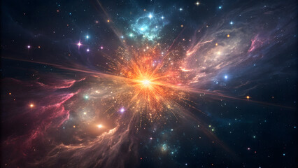 Cosmic Energy Burst and Galactic Explosion Stunning Digital Space Art