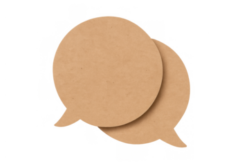 Kraft paper speech bubbles expressing conversation and communication concept on transparent background