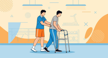 Patient's Rehabilitation Journey With Assisting Physiotherapist in Clinic For Better Health