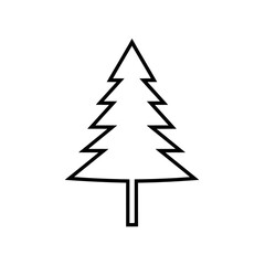 Fototapeta premium Christmas tree outline vector illustration simple evergreen tree drawing holiday season design element isolated