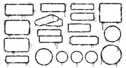 Obraz premium Grunge Drip Frames Black and White Text Boxes & Circular Accents for Unique Designs