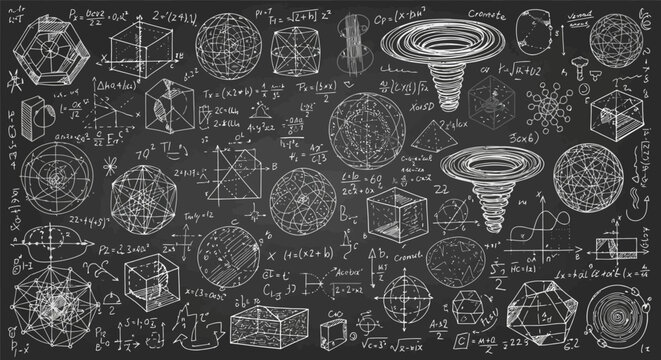 Complex Mathematical Formulas and Scientific Equations on Blackboard
