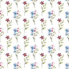 Seamless pattern, flower background with watercolor bouquets. Repeat fabric wallpaper print texture. Perfectly for backdrop, wrapped paper.
