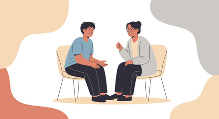 Counseling Session Depicted By Illustration Illustrating Guidance and Mental Health Support