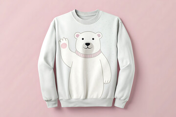Cute polar bear graphic on a light grey sweatshirt