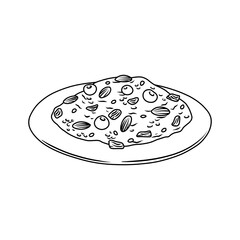 Thin Line Illustration of Delicious Mediterranean Food Mestouf or Seffa on a Plate