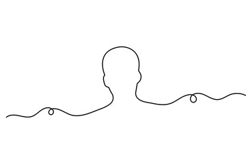 Man face profile in continuous one line drawing with minimalist style and simple outline vector illustration
