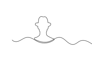 Minimalist man face profile created with continuous one line drawing and clean outline vector illustration
