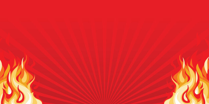 red with fire design template on shiny red background - Powered by Adobe