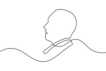 Man face profile in continuous one line drawing with minimalist style and simple outline vector illustration
