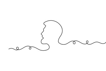 Man face profile in continuous one line drawing with minimalist style and simple outline vector illustration
