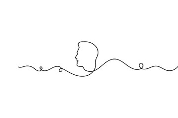 Man face profile in continuous one line drawing with minimalist style and simple outline vector illustration

