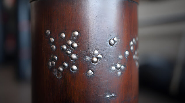 kungfu. Close-up of a worn wooden Wing Chun dummy with impact marks and patina. bar promotions, beverage menus, designed for food & beverage menus and cafe branding.