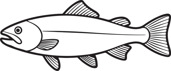 Fototapeta premium Coral Trout Line Art Illustration, Coloring Book Page Line Art Drawing