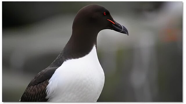 A Stunning Sequence of a Bird: Captivating Close-up View of the Alcidae Species, a Rare Glimpse