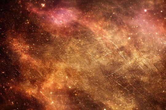 Abstract Cosmic Dust and Stars Displaying Various Colors of Brown and Orange