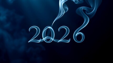 This New Image Presents the Year 2026 in White Vapor, Set Against a Deep, Contrasting Dark Background for a Powerful, Abstract Effect.