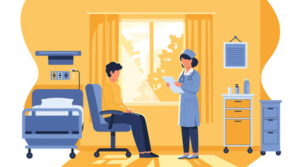 Medical Consultation In A Hospital Room: Healthcare And Patient Interaction