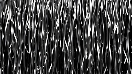 An Expressive and Modern New Background with a Seamless Pattern of Black and Dark Gray Party Streamers, Offering a Detailed and Stylish Monochromatic Texture.