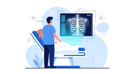 Medical Examination Illustration Depicting X-Ray Analysis of a Patient for Modern Healthcare