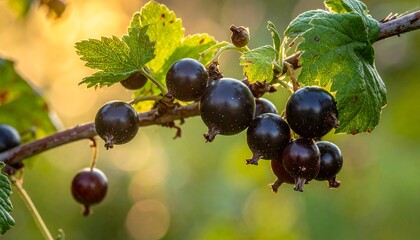 Blackcurrant Bush - Ripe Berries in the Summer Garden.
