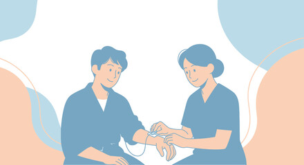 Medical Professional Attends to Patient's Arm Ensuring Wellness and Health in a Clinic