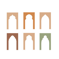 Oriental decorative arch in Arabic style,  set of traditional geometric vector element